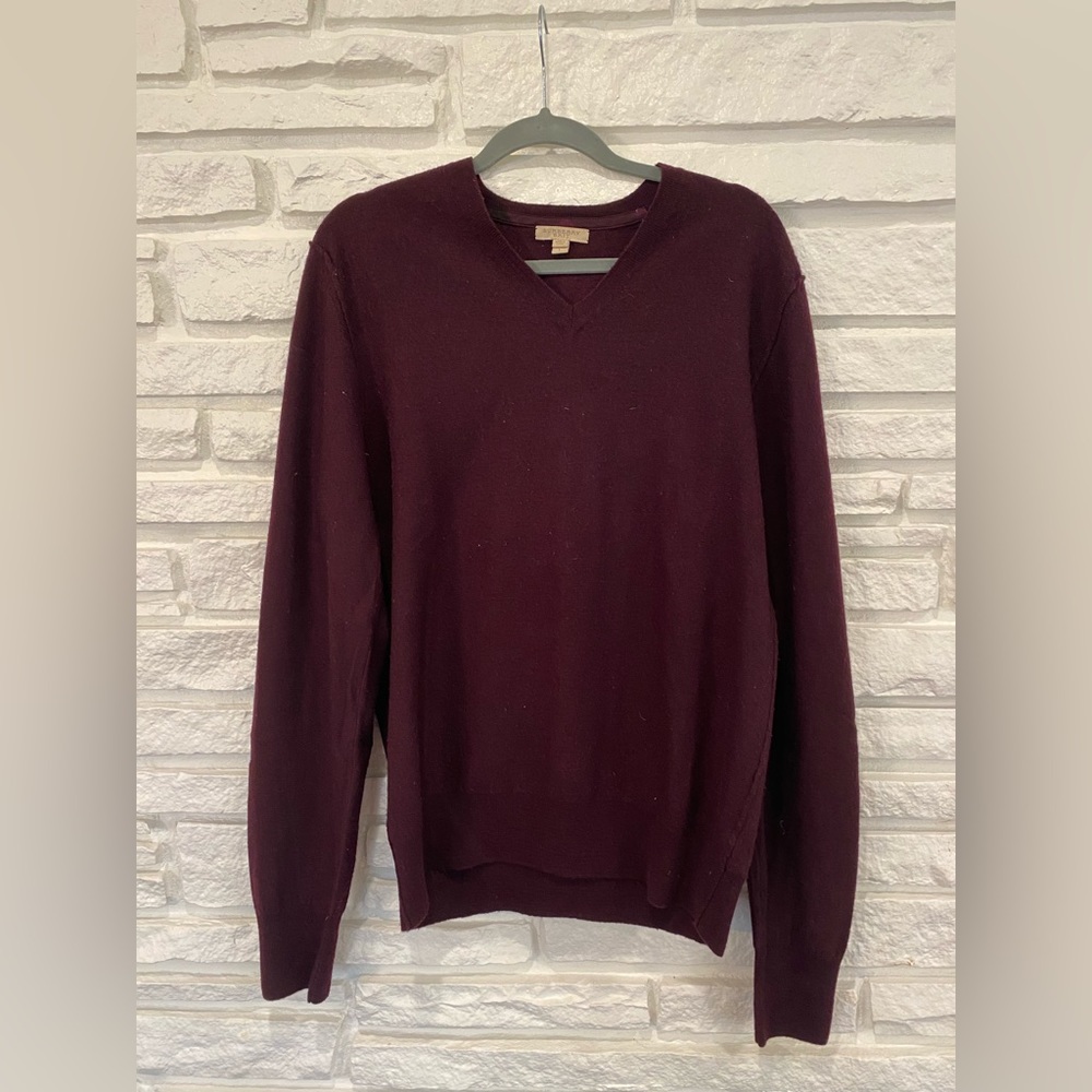 Burberry Men’s Wool V-Neck Sweater, Size Large